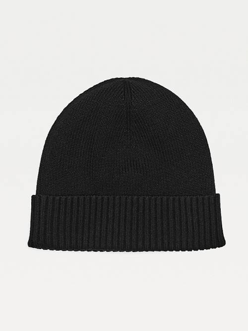 Tommy Hilfiger Pima Cotton Cashmere Cuffed Beanie Moški Kapa Črna | TH096ZEK