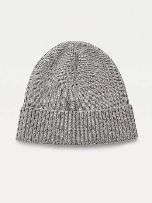 Tommy Hilfiger Pima Cotton Cashmere Cuffed Beanie Moški Kapa Siva | TH324YNS