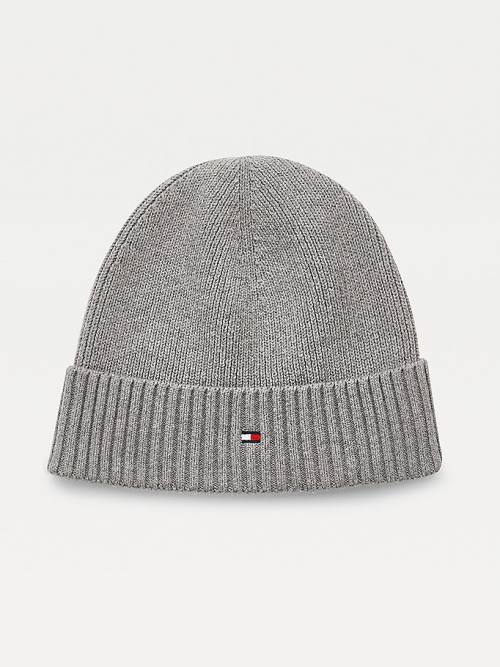 Tommy Hilfiger Pima Cotton Cashmere Cuffed Beanie Moški Kapa Siva | TH324YNS