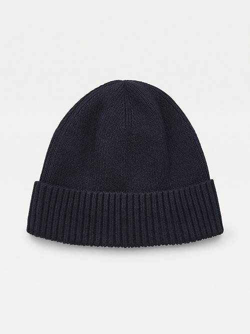 Tommy Hilfiger Pima Cotton Cashmere Cuffed Beanie Moški Kapa Modra | TH359NXY