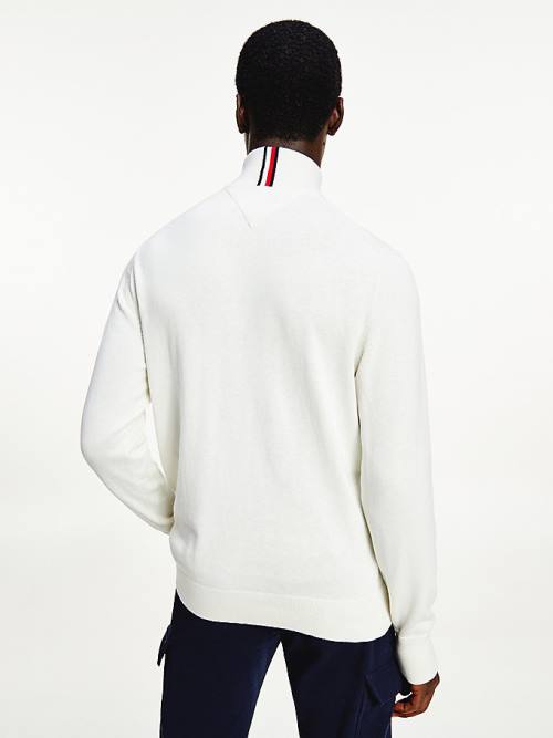 Tommy Hilfiger Pima Cotton Cashmere Half Zip Jumper Moški Puloverji Bela | TH870HSA