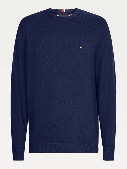 Tommy Hilfiger Pima Cotton Cashmere Jumper Moški Puloverji Modra | TH973YXH