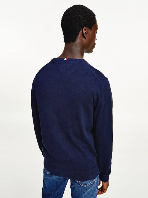 Tommy Hilfiger Pima Cotton Cashmere V-Neck Jumper Moški Puloverji Modra | TH836RTG