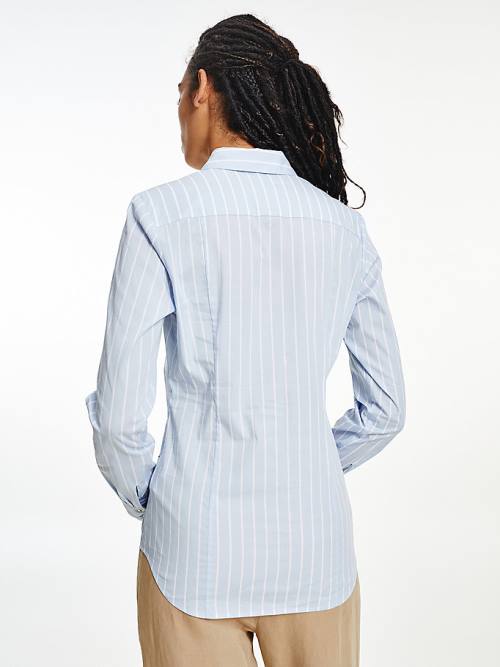 Tommy Hilfiger Pinstripe Slim Fit Ženske Srajce Modra | TH092GXD