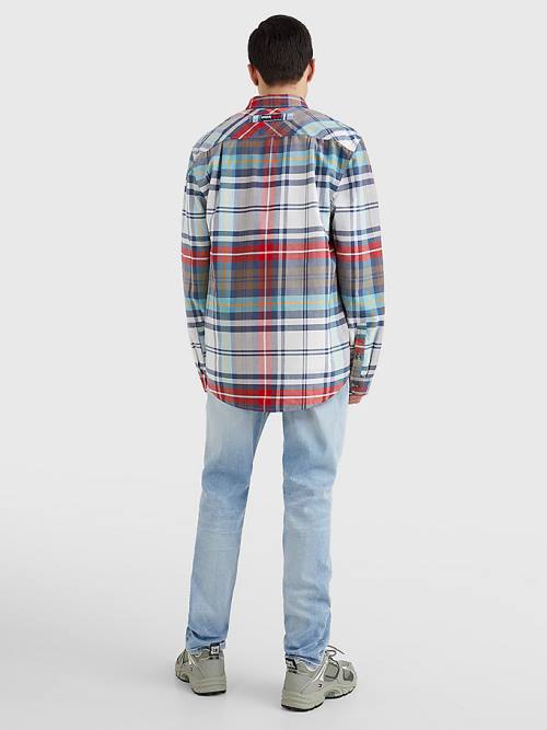 Tommy Hilfiger Plaid Check Organic Oxford Cotton Moški Srajce Modra | TH285YTQ