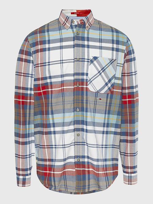 Tommy Hilfiger Plaid Check Organic Oxford Cotton Moški Srajce Modra | TH285YTQ