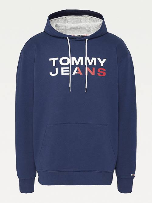 Tommy Hilfiger Plus Essential Logo Moški Pulover s kapuco Modra | TH231YOH