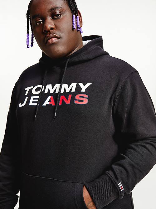 Tommy Hilfiger Plus Essential Logo Moški Pulover s kapuco Črna | TH653XVS