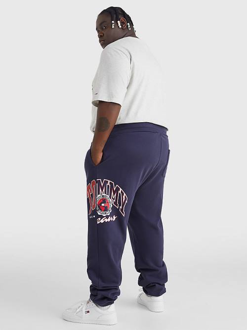 Tommy Hilfiger Plus Organic Cotton Collegiate Joggers Moški Hlače Modra | TH134QFX