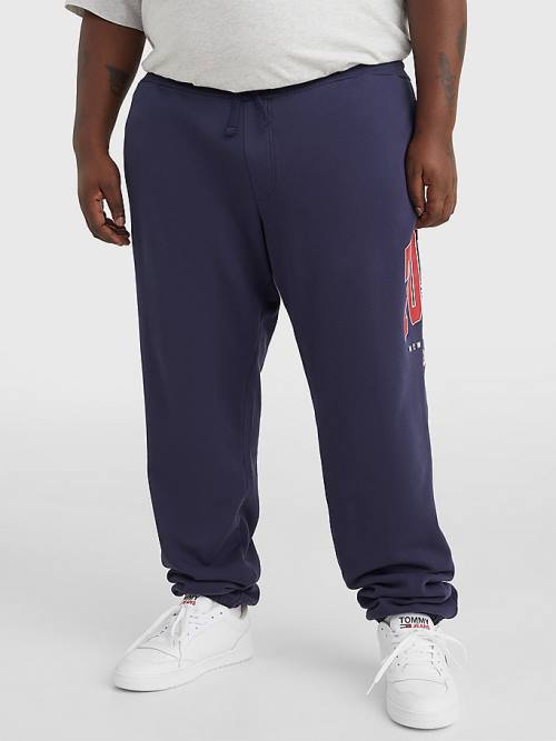 Tommy Hilfiger Plus Organic Cotton Collegiate Joggers Moški Hlače Modra | TH134QFX