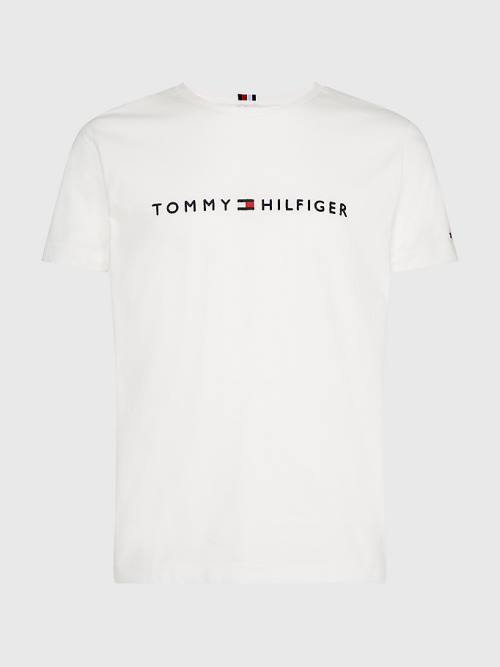 Tommy Hilfiger Plus Organic Cotton Logo Moški Majice Bela | TH469QLH