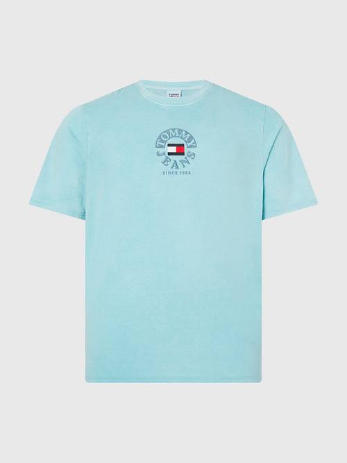 Tommy Hilfiger Plus Organic Cotton Logo Moški Majice Modra | TH534CWZ