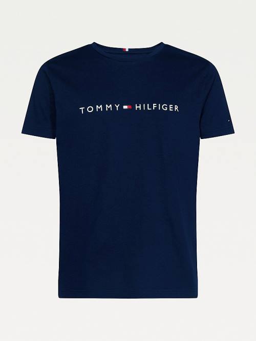 Tommy Hilfiger Plus Organic Cotton Logo Moški Majice Modra | TH683YGR