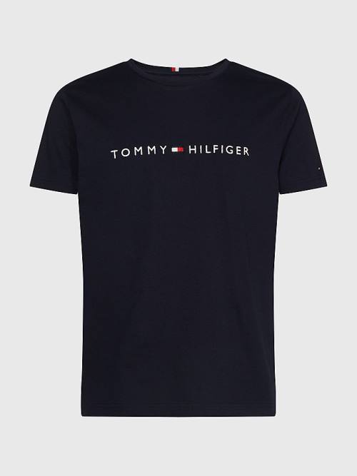 Tommy Hilfiger Plus Organic Cotton Logo Moški Majice Modra | TH683YGR