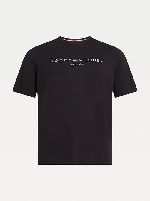 Tommy Hilfiger Plus Organic Cotton Logo Moški Majice Črna | TH820NPQ