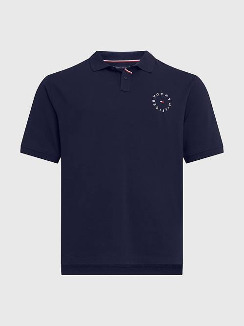 Tommy Hilfiger Plus Organic Cotton Pique Regular Fit Moški Polo Majica Modra | TH456JEB