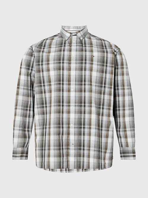 Tommy Hilfiger Plus Poplin Check Regular Fit Moški Srajce Modra | TH895YSK