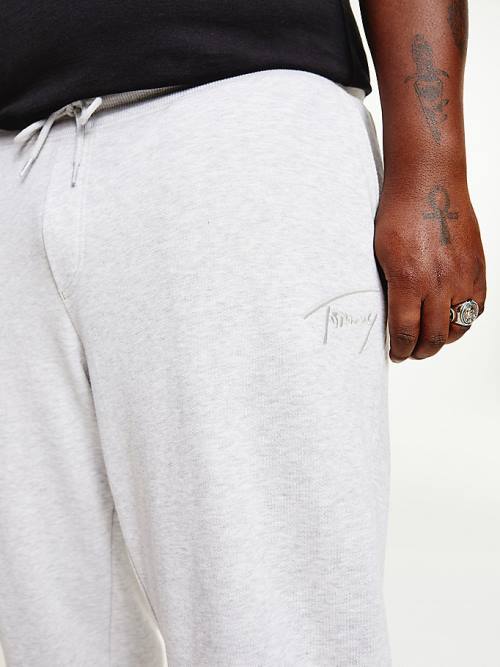 Tommy Hilfiger Plus Recycled Signature Logo Slim Fit Joggers Moški Hlače Siva | TH610BAV