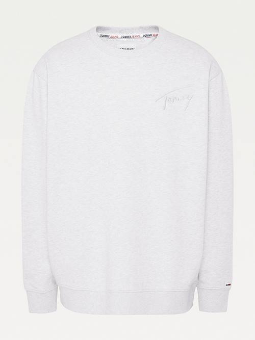 Tommy Hilfiger Plus Recycled Signature Logo Relaxed Moški Pulover Siva | TH701QUD