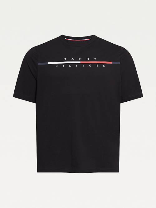 Tommy Hilfiger Plus Signature Split Logo Moški Majice Črna | TH712HZU