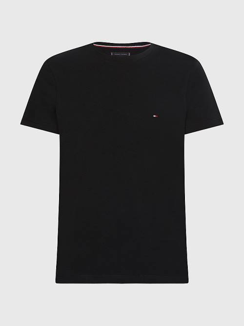 Tommy Hilfiger Plus Stretch Organic Cotton Slim Fit Moški Majice Črna | TH571CQN