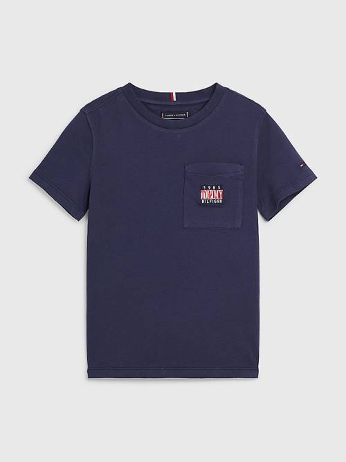 Tommy Hilfiger Pocket Logo Embroidery Fantje Majice Modra | TH701NWV