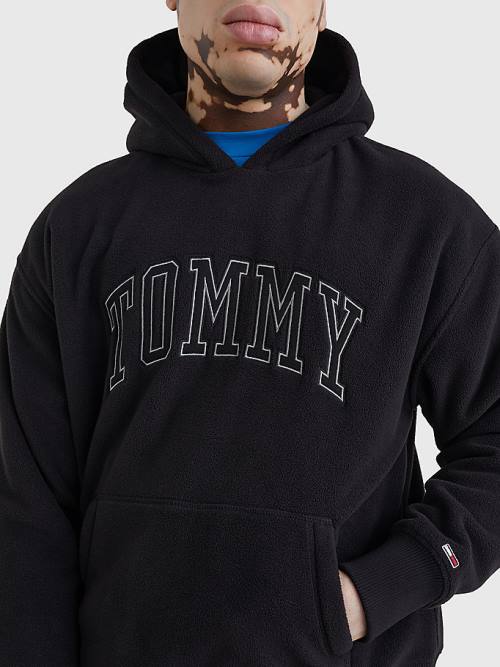 Tommy Hilfiger Polar Fleece Relaxed Fit Moški Pulover s kapuco Črna | TH703MTK