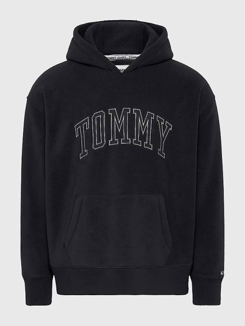 Tommy Hilfiger Polar Fleece Relaxed Fit Moški Pulover s kapuco Črna | TH703MTK