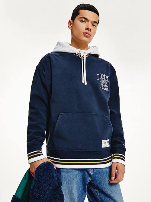 Tommy Hilfiger Polar Fleece V-Neck Moški Pulover s kapuco Modra | TH908YEN