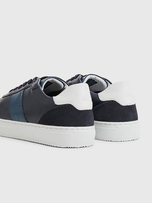 Tommy Hilfiger Premium Leather Cupsole Moški Superge Modra | TH941HKQ