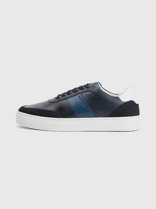 Tommy Hilfiger Premium Leather Cupsole Moški Superge Modra | TH941HKQ