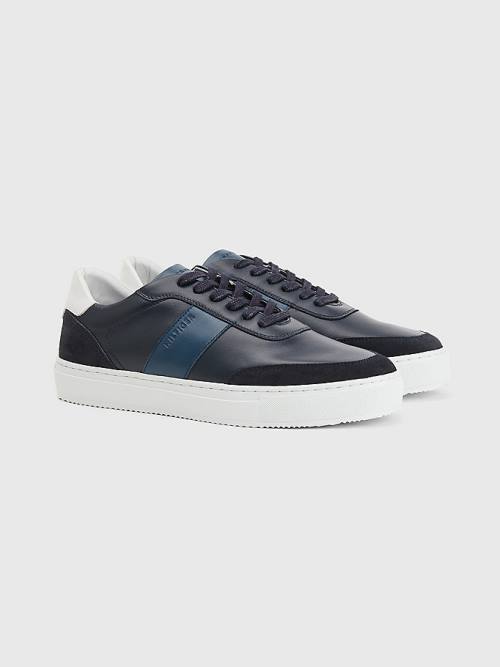 Tommy Hilfiger Premium Leather Cupsole Moški Superge Modra | TH941HKQ