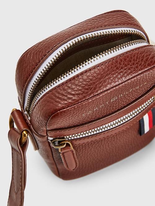 Tommy Hilfiger Premium Leather Small Crossover Moški Torbice Rjav | TH145CQI