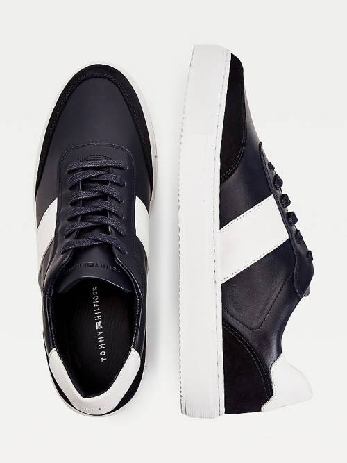 Tommy Hilfiger Premium Leather Suede Cupsole Moški Superge Modra | TH783MJG