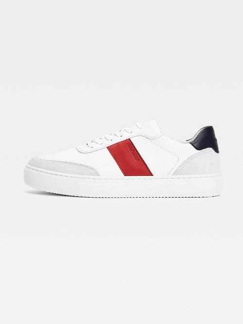 Tommy Hilfiger Premium Leather Suede Cupsole Moški Superge Bela | TH934REX