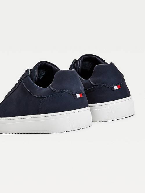 Tommy Hilfiger Premium Nubuck Leather Cupsole Moški Superge Modra | TH397TSB