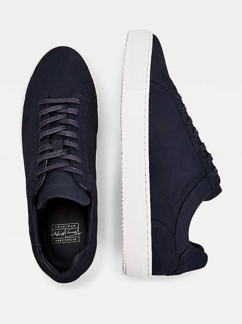 Tommy Hilfiger Premium Nubuck Leather Cupsole Moški Superge Modra | TH397TSB