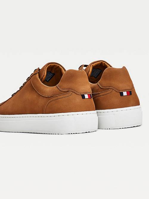 Tommy Hilfiger Premium Nubuck Leather Cupsole Moški Superge Rjav | TH410GCB