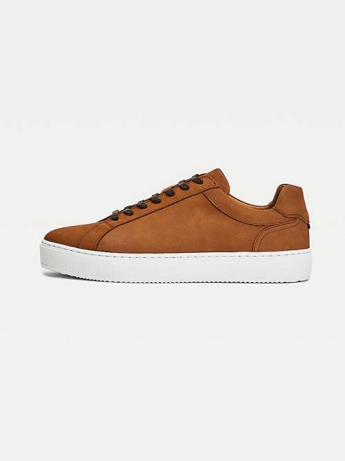 Tommy Hilfiger Premium Nubuck Leather Cupsole Moški Superge Rjav | TH410GCB