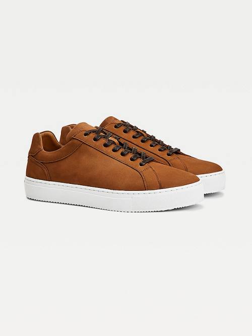 Tommy Hilfiger Premium Nubuck Leather Cupsole Moški Superge Rjav | TH410GCB