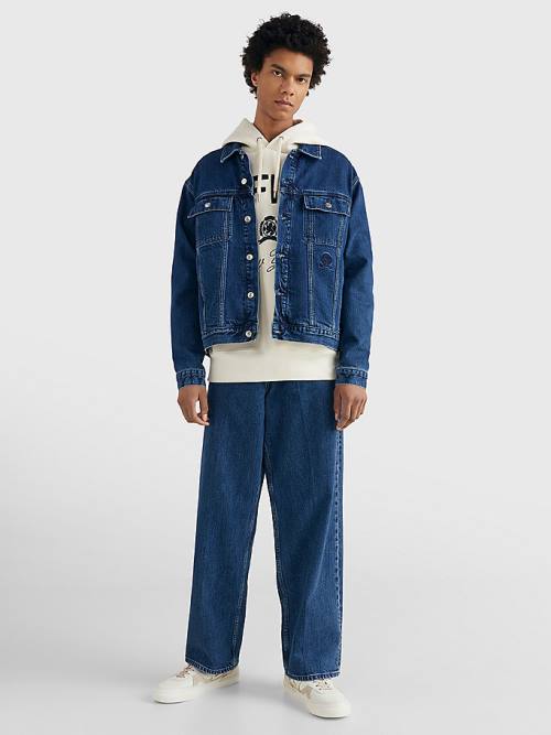 Tommy Hilfiger Prep Crest Embroidery Oversized Denim Moški Jakne Denim | TH682UYG