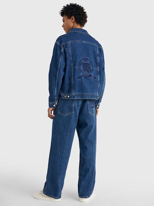 Tommy Hilfiger Prep Crest Embroidery Oversized Denim Moški Jakne Denim | TH682UYG