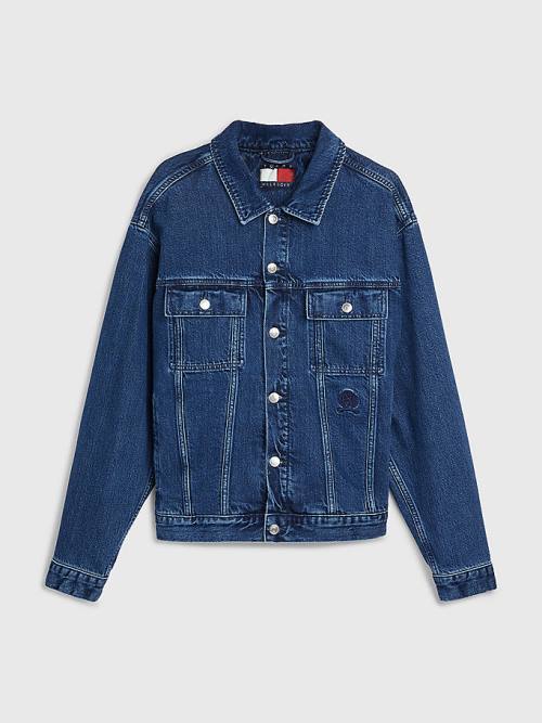 Tommy Hilfiger Prep Crest Embroidery Oversized Denim Moški Jakne Denim | TH682UYG