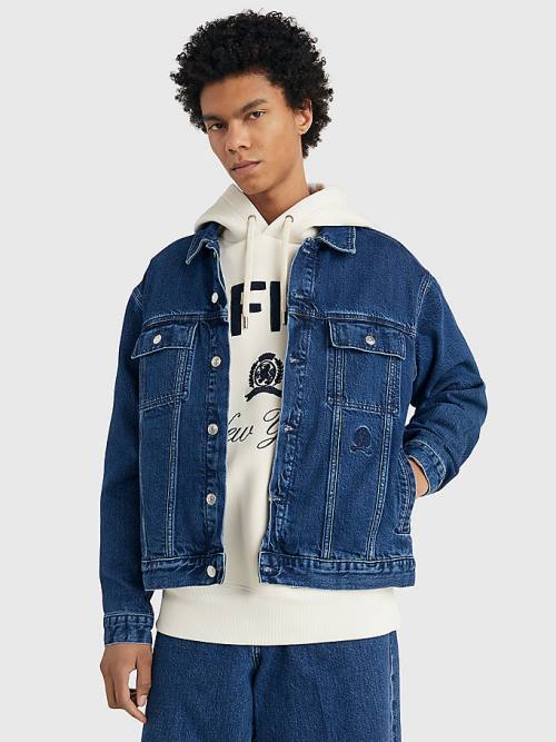 Tommy Hilfiger Prep Crest Embroidery Oversized Denim Moški Jakne Denim | TH682UYG