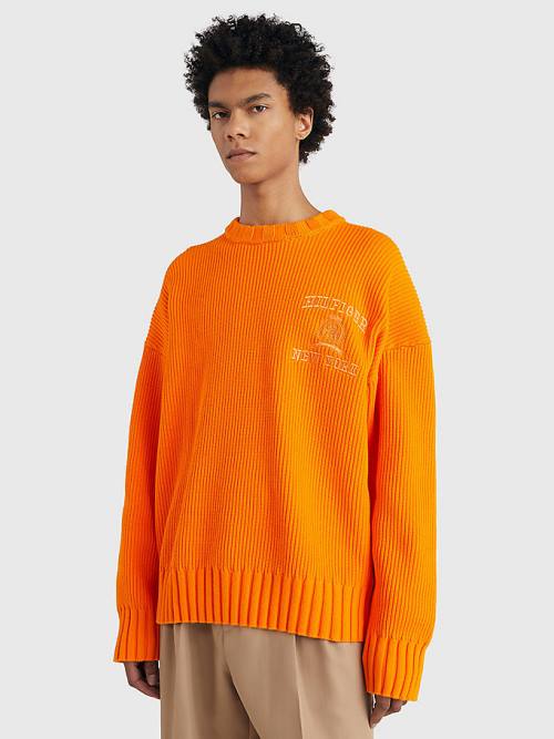 Tommy Hilfiger Prep Crest Rib-Knit Jumper Moški Puloverji Oranžna | TH709RBO