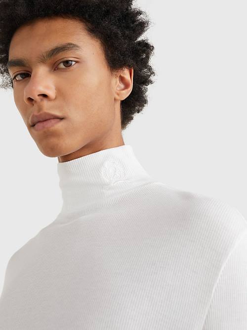 Tommy Hilfiger Prep Long Sleeve Crest Turtleneck Moški Majice Bela | TH825MHZ