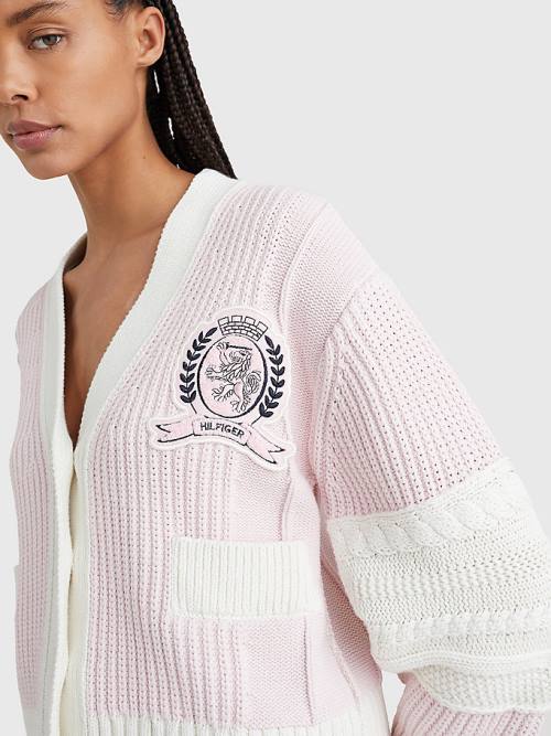 Tommy Hilfiger Prep Organic Cotton Crest Cardigan Ženske Puloverji Roza | TH836XUN