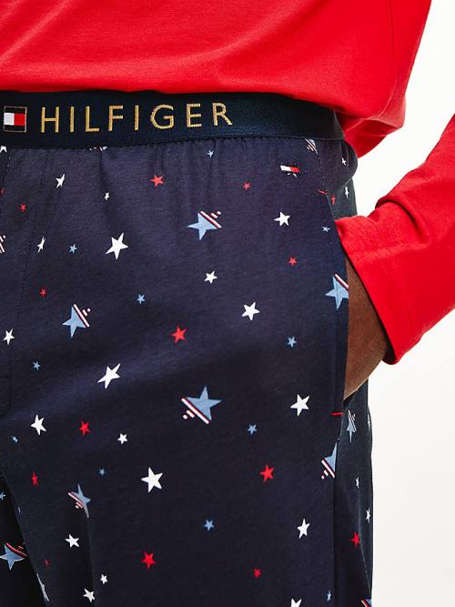 Tommy Hilfiger Print Long Sleeve Set Moški Pižama Rdeča | TH029NQH