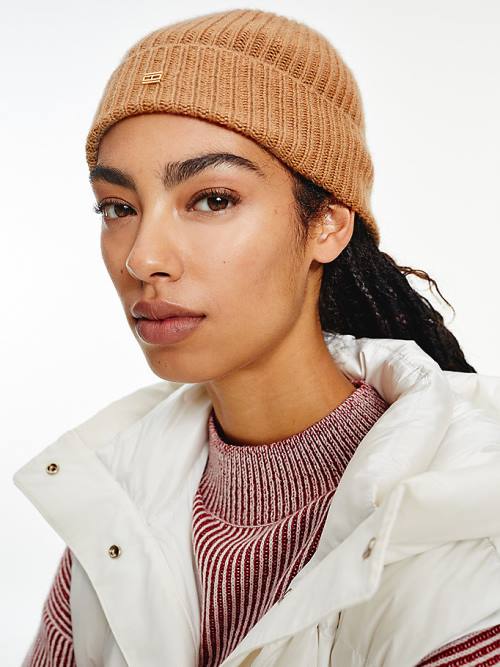 Tommy Hilfiger Pure Cashmere Beanie Ženske Kapa Rjav | TH193XKU