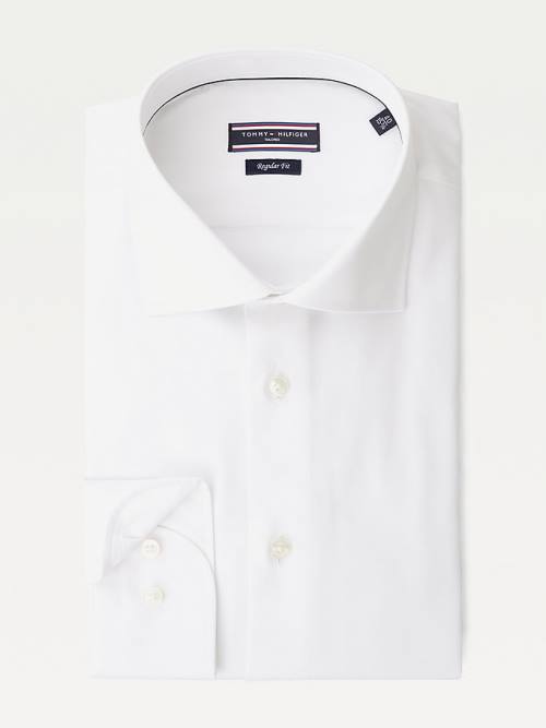 Tommy Hilfiger Pure Cotton Fitted Moški Srajce Bela | TH035AVH